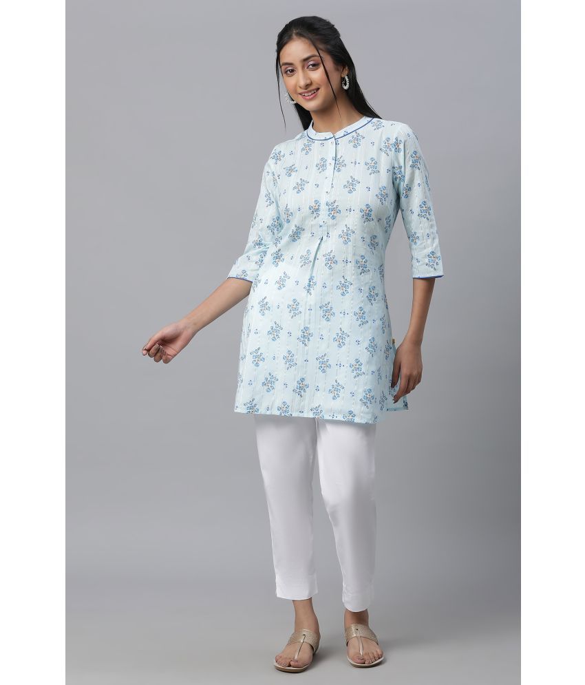     			Aurelia Cotton Printed Straight Women's Kurti - Blue ( Pack of 1 )