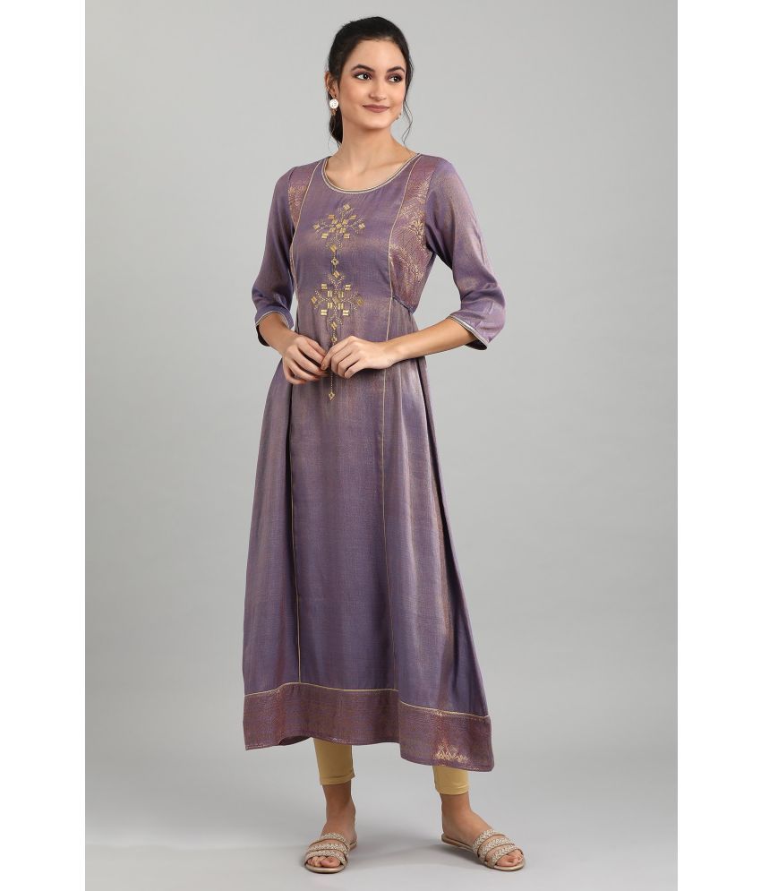     			Aurelia Rayon Dyed A-line Women's Kurti - Purple ( Pack of 1 )