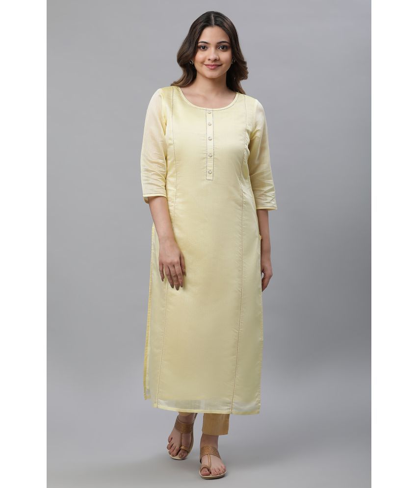     			Aurelia Viscose Dyed Straight Women's Kurti - Yellow ( Pack of 1 )