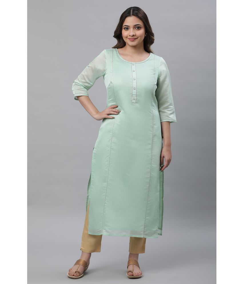     			Aurelia Viscose Dyed Straight Women's Kurti - Green ( Pack of 1 )