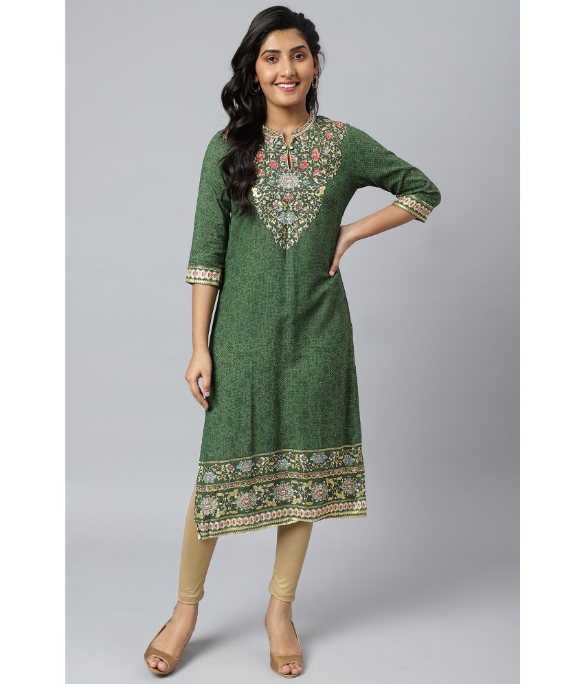     			Aurelia Viscose Printed Straight Women's Kurti - Green ( Pack of 1 )