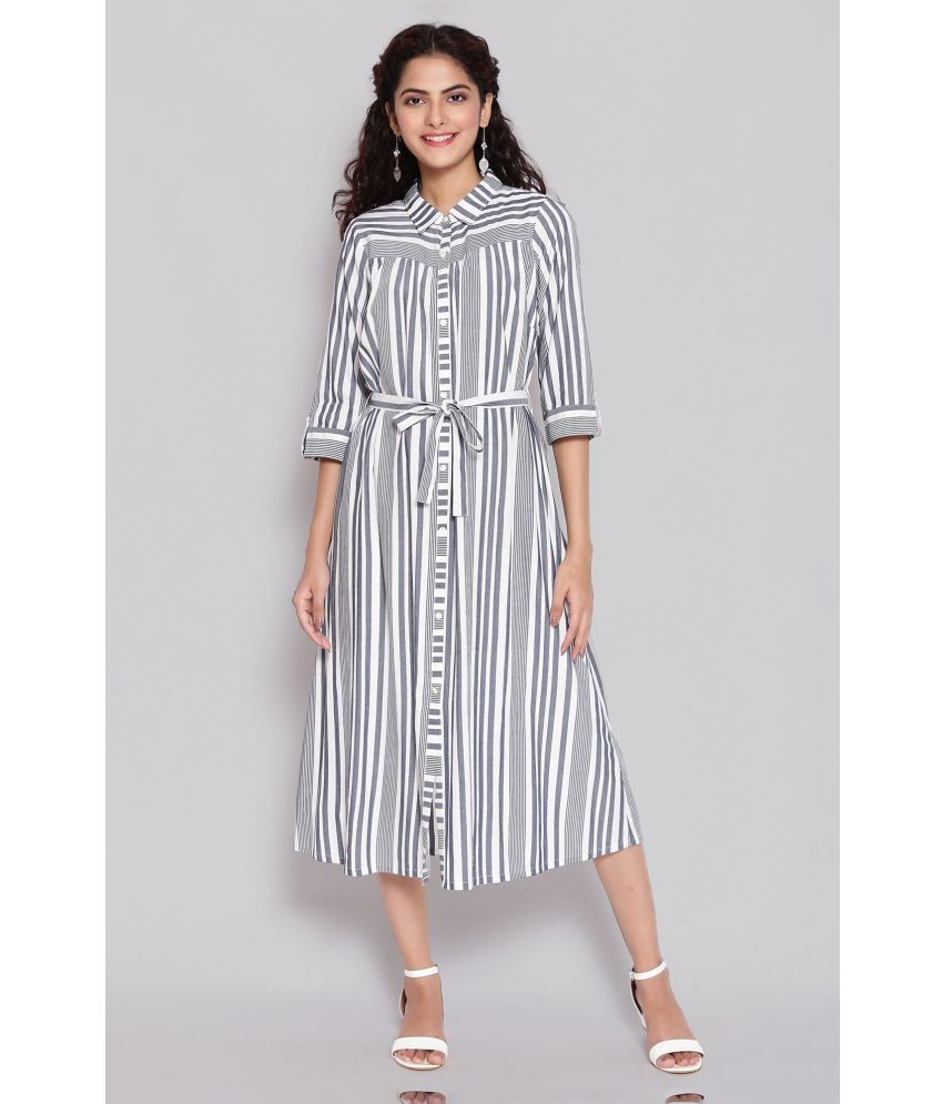     			Aurelia Viscose Striped Above Knee Women's Fit & Flare Dress - Blue ( Pack of 1 )