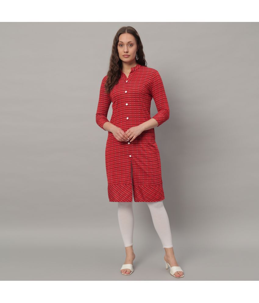     			Glito Cotton Blend Checks Front Slit Women's Kurti - Red ( Pack of 1 )