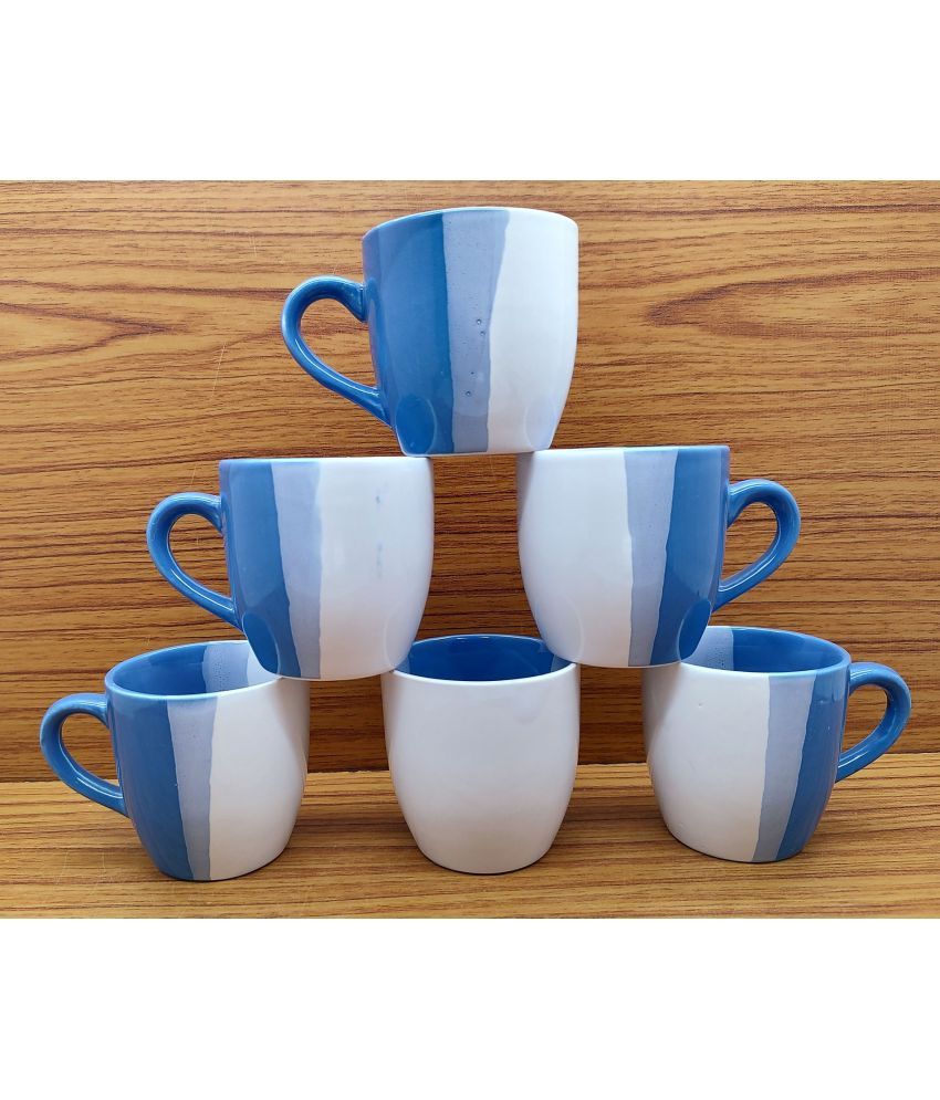     			Laghima jadon U Shape Elegant Colorblock Ceramic Tea Cup 130 ml ( Pack of 6 )