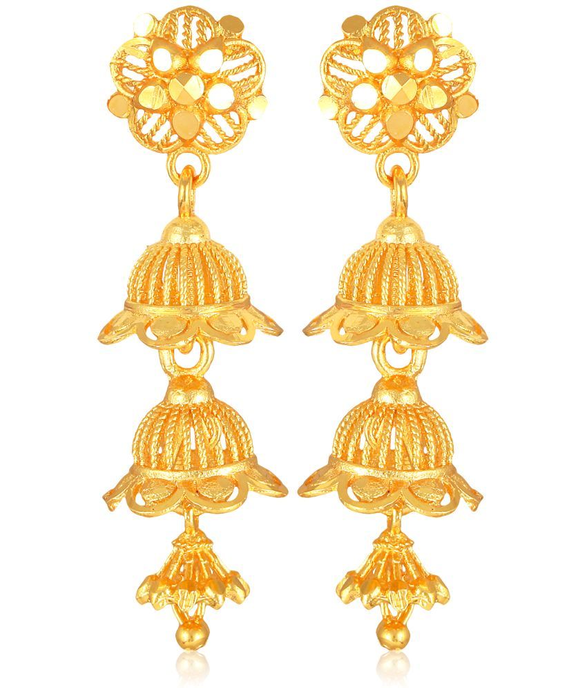     			VIVASTRI Golden Jhumki Earrings ( Pack of 1 )