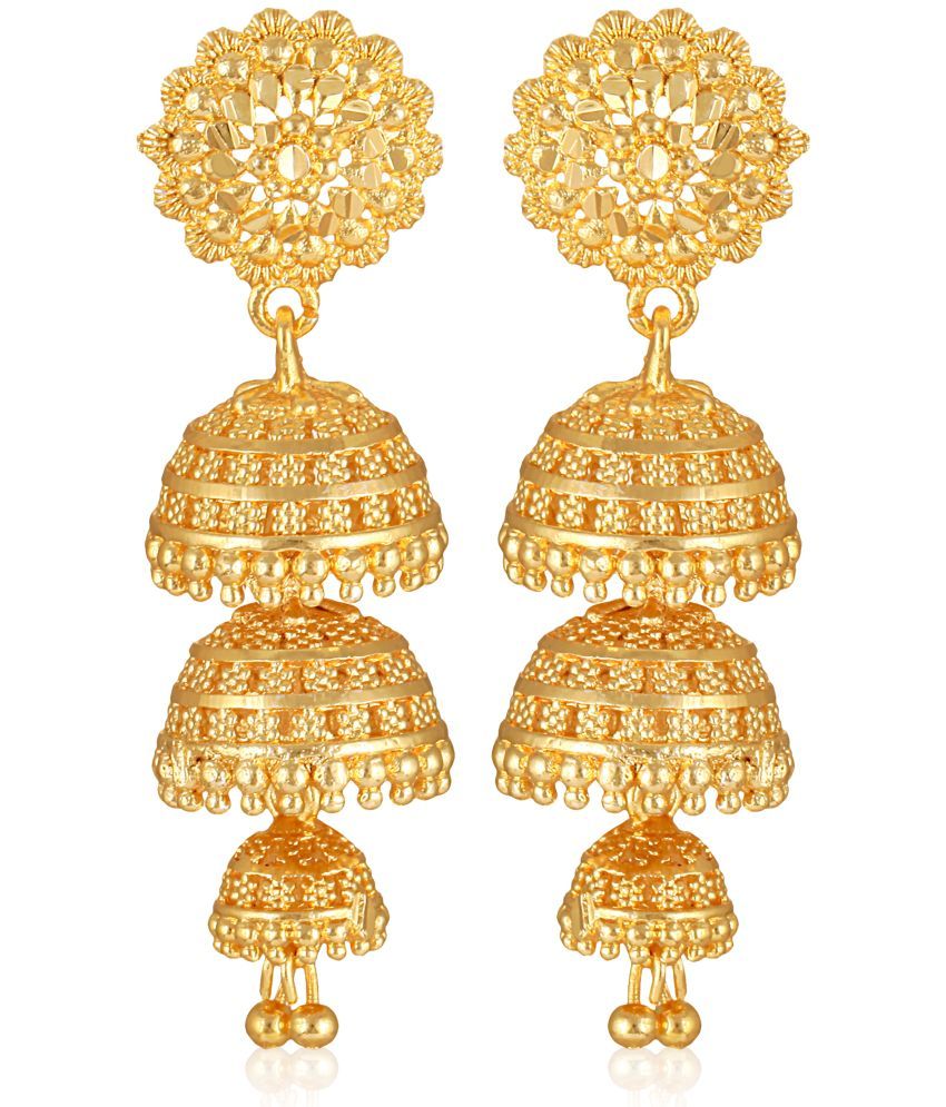     			VIVASTRI Golden Jhumki Earrings ( Pack of 1 )