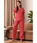 Clovia Red Crepe Women's Nightwear Nightsuit Sets ( Pack of 1 )