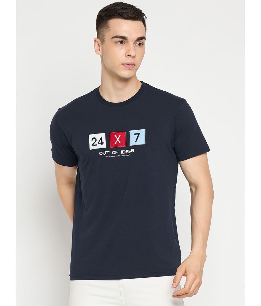     			98 Degree North 100% Cotton Regular Fit Printed Half Sleeves Men's T-Shirt - Navy ( Pack of 1 )