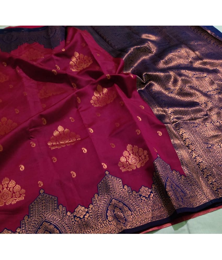    			Aika Banarasi Silk Embellished Saree With Blouse Piece - Pink ( Pack of 1 )
