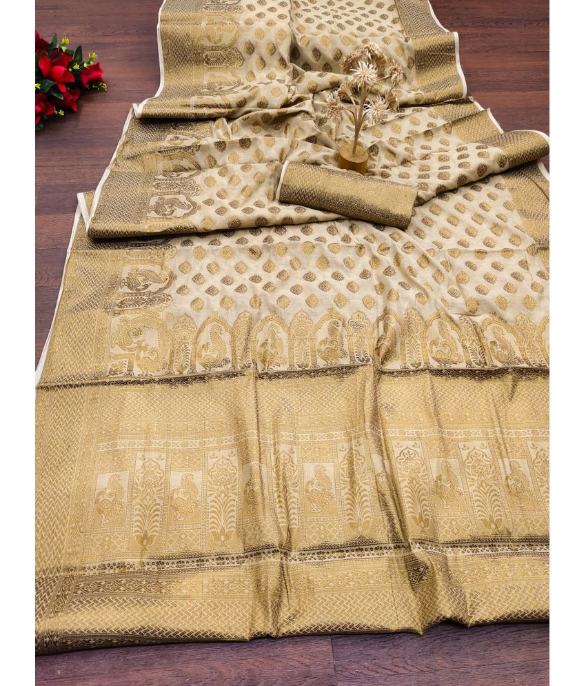     			Aika Silk Blend Embellished Saree With Blouse Piece - Brown ( Pack of 1 )