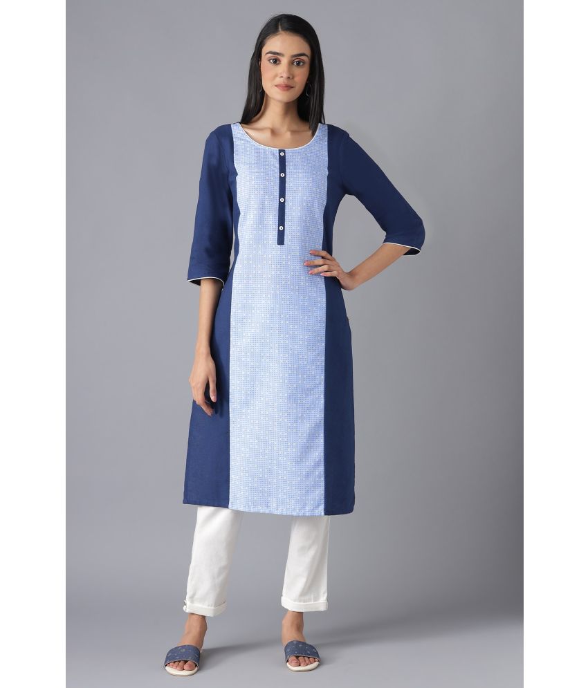     			Aurelia Cotton Blend Solid Kurti With Pants Women's Stitched Salwar Suit - Blue ( Pack of 1 )