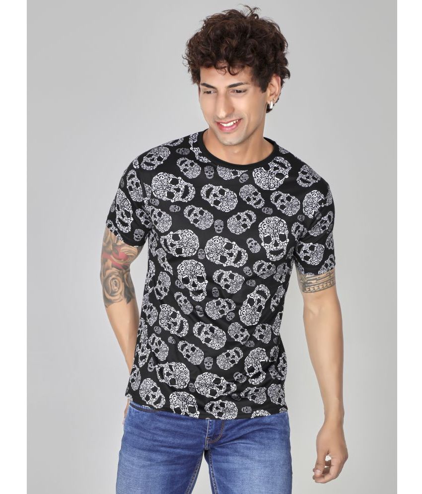     			Crastic Polyester Regular Fit Printed Half Sleeves Men's T-Shirt - Black ( Pack of 1 )