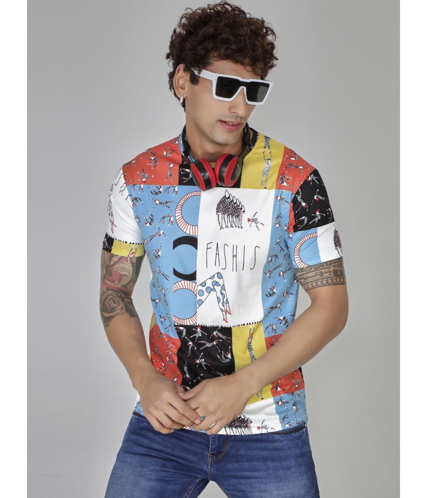     			Crastic Polyester Regular Fit Printed Half Sleeves Men's T-Shirt - Multicolor ( Pack of 1 )
