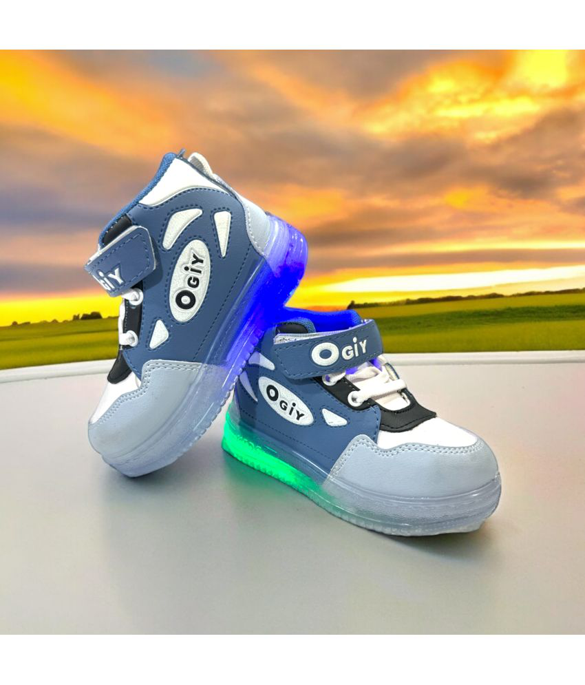     			GLOBIN - Light Grey Boy's LED Shoes ( 1 Pair )