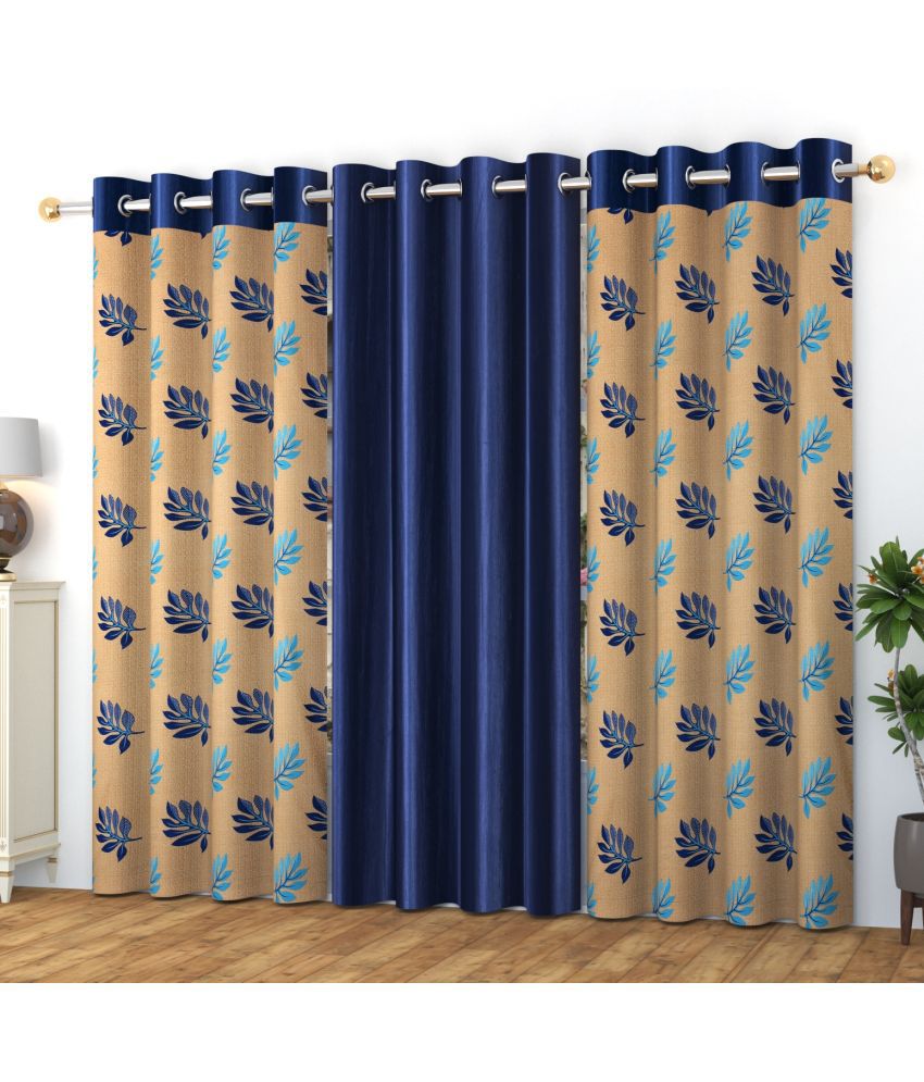     			La Elite Nature Room Darkening Eyelet Curtain 5 ft ( Pack of 3 ) - Blue