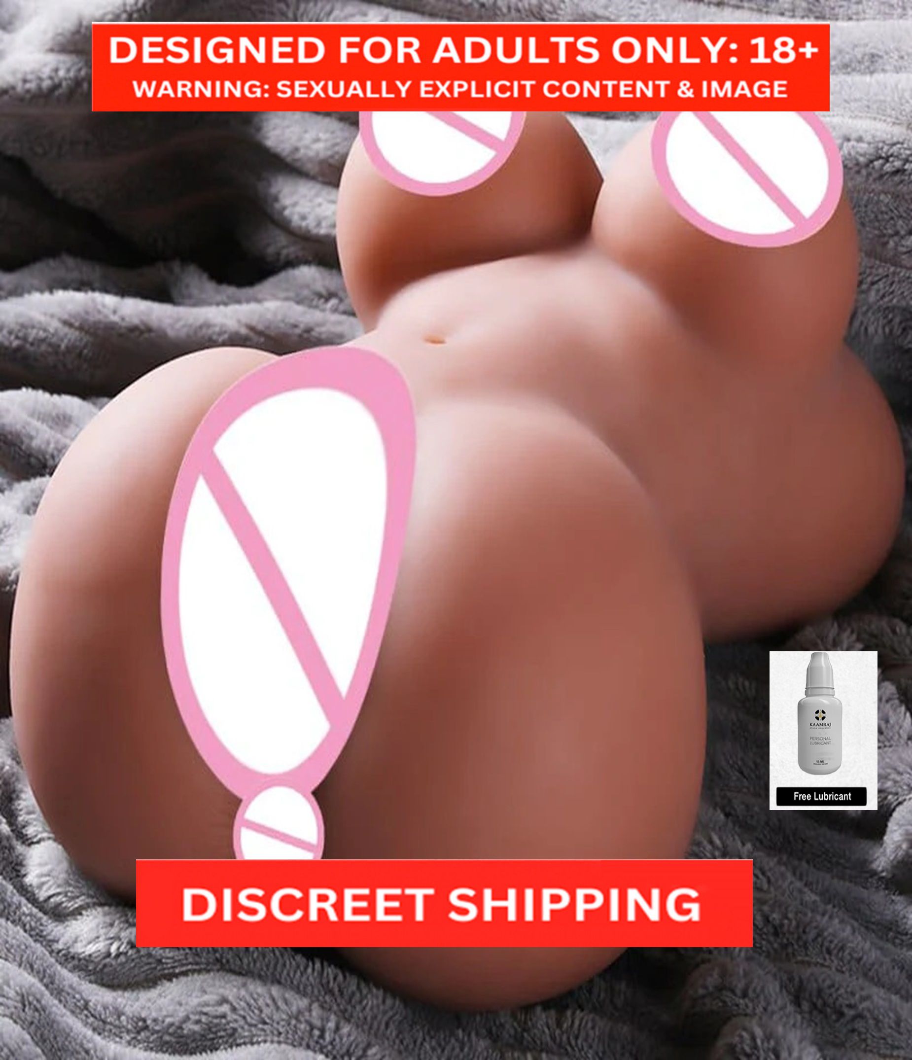     			Male Masturbator - 3D Realistic Pussy Ass and Silicone Vagina Butt Anal Adult Products Sex Toys with 2 Hole