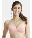 Jockey 1723 Wirefree Padded Super Combed Cotton Elastane Lace Styling T-Shirt Bra-Candlelight Peach