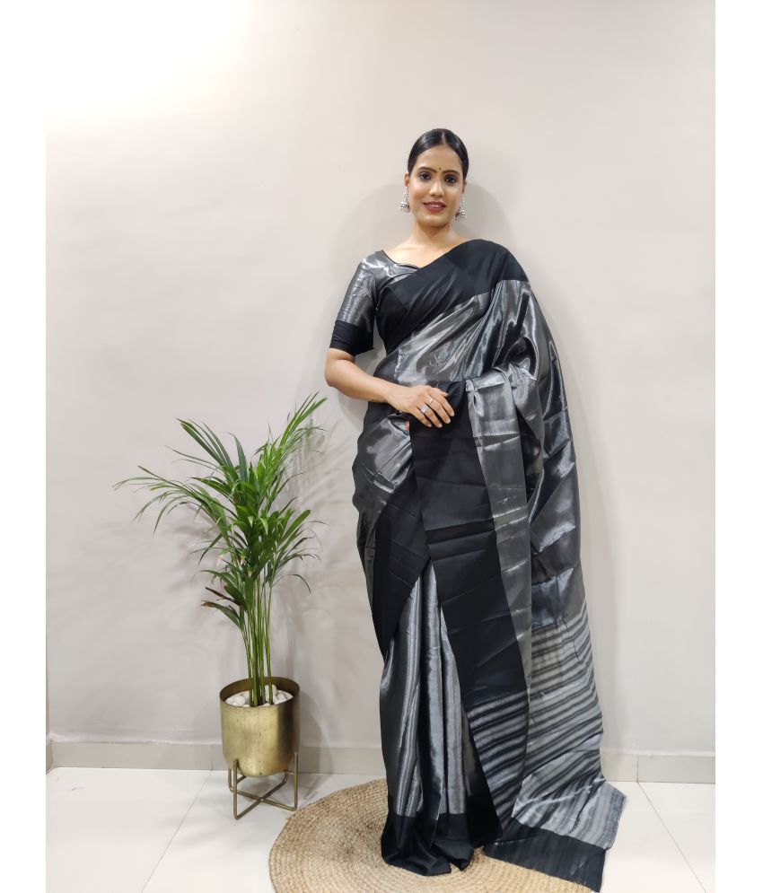     			Apnisha Banarasi Silk Embellished Saree With Blouse Piece - Black ( Pack of 1 )