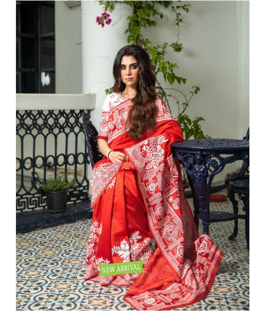     			Apnisha Banarasi Silk Embellished Saree With Blouse Piece - Red ( Pack of 1 )