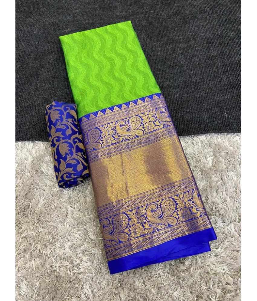     			Apnisha Cotton Silk Embellished Saree With Blouse Piece - Mint Green ( Pack of 1 )