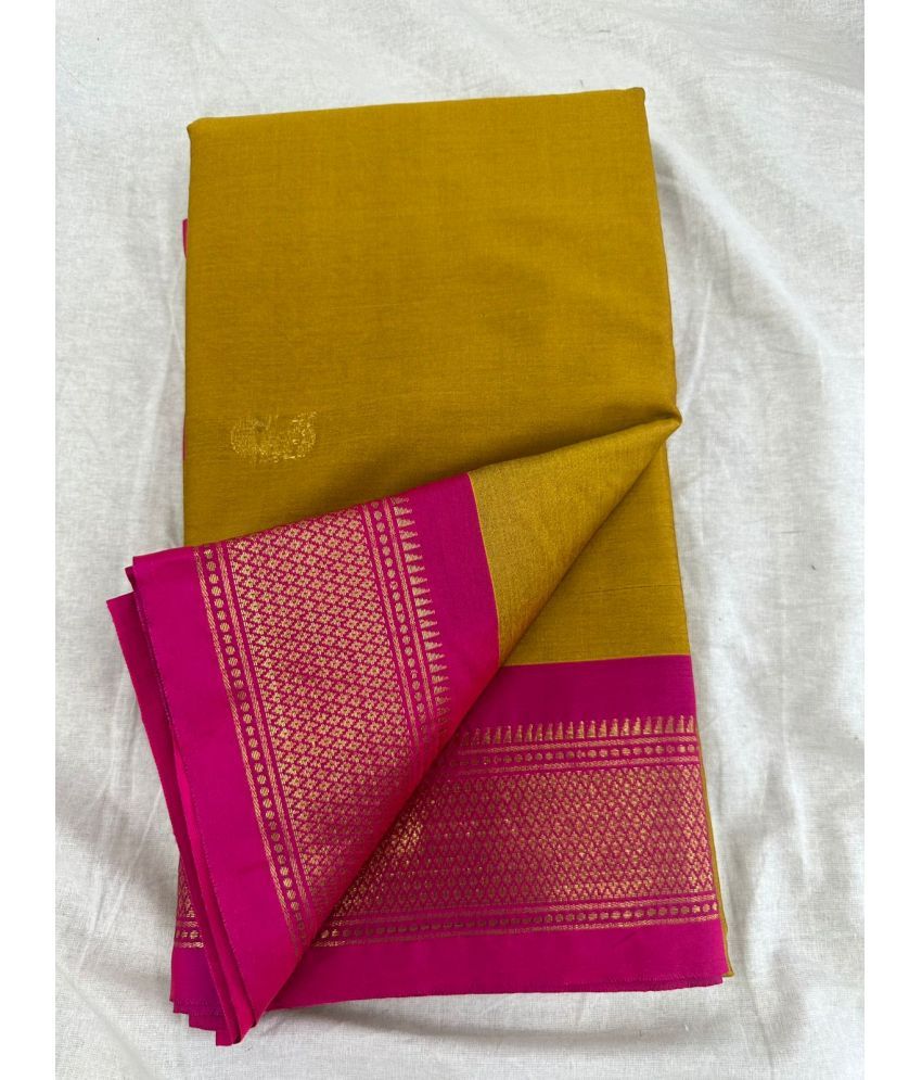     			Apnisha Cotton Silk Embellished Saree With Blouse Piece - Mustard ( Pack of 1 )