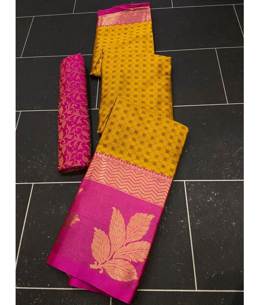     			Apnisha Cotton Silk Embellished Saree With Blouse Piece - Yellow ( Pack of 1 )