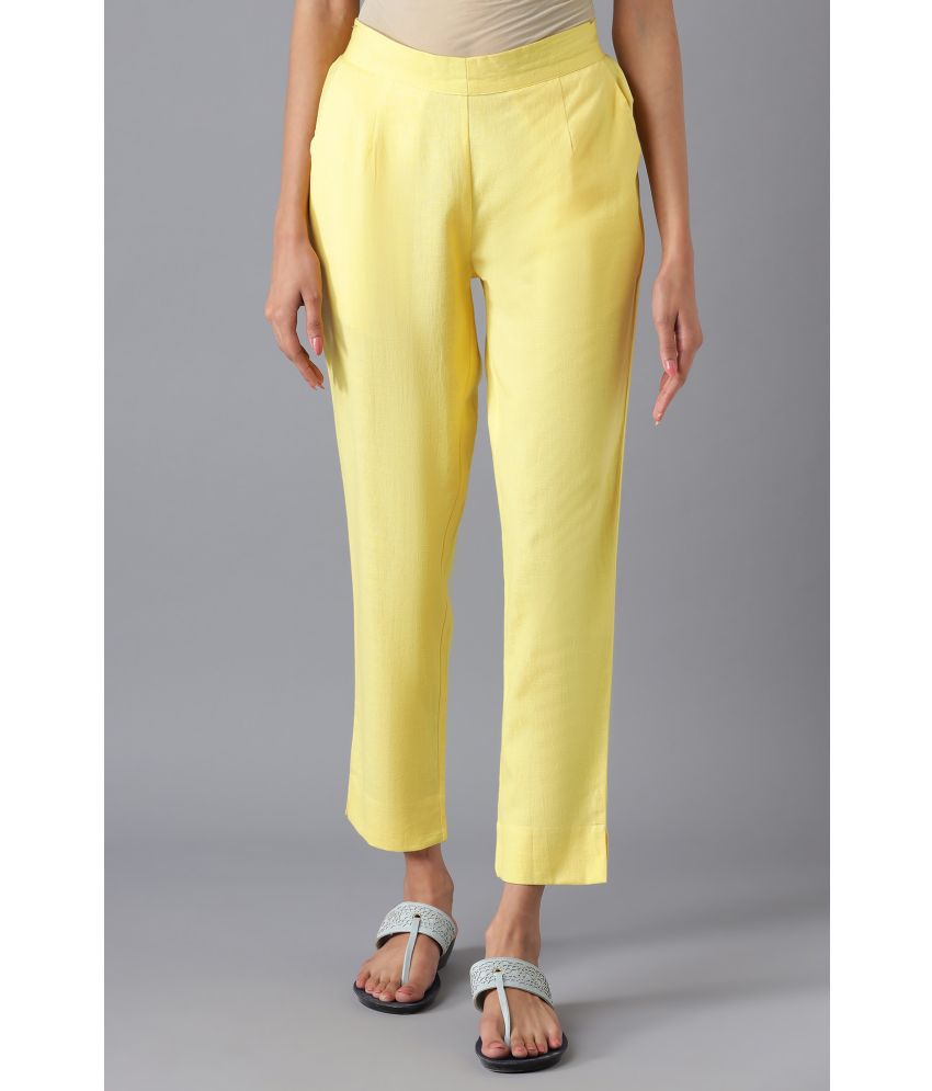     			Aurelia - Yellow Cotton Blend Women's Straight Pant ( Pack of 1 )