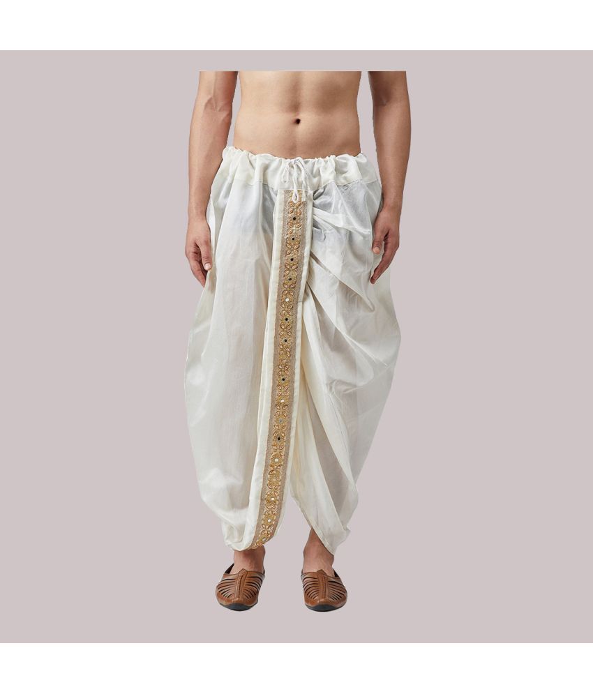     			FANZI White Silk Men's Dhoti ( Pack of 1 )