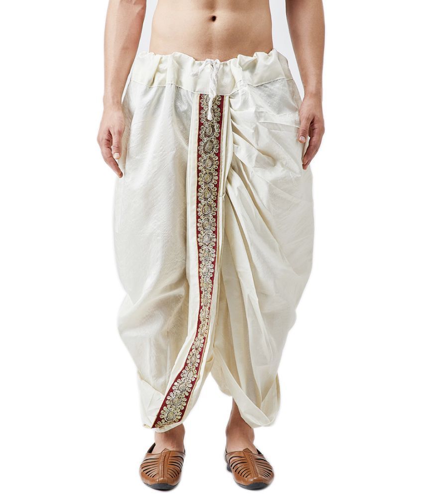     			FANZI White Silk Men's Dhoti ( Pack of 1 )