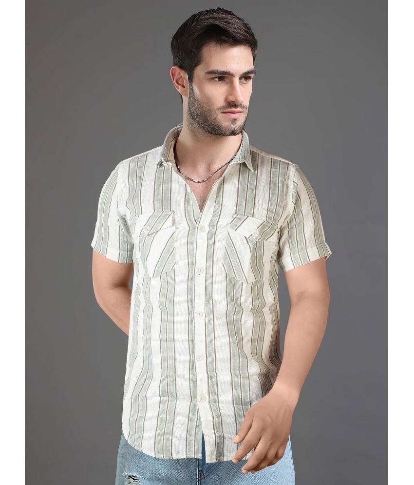     			JB JUST BLACK 100% Cotton Slim Fit Striped Half Sleeves Men's Casual Shirt - Green ( Pack of 1 )