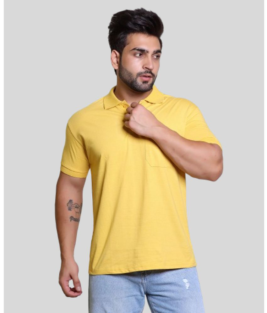     			Japroz Cotton Regular Fit Solid Half Sleeves Men's Polo T Shirt - Mustard ( Pack of 1 )