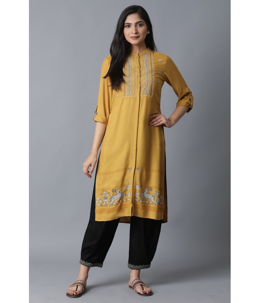     			W Viscose Printed Straight Women's Kurti - Yellow ( Pack of 1 )