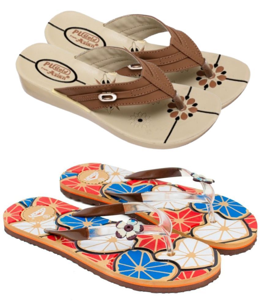     			ASIAN Brown Women's Flip Flop