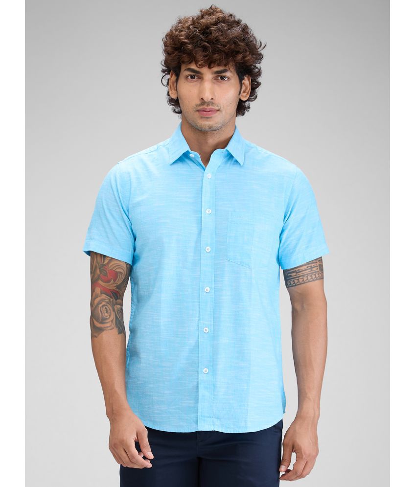     			Colorplus 100% Cotton Regular Fit Self Design Half Sleeves Men's Casual Shirt - Blue ( Pack of 1 )