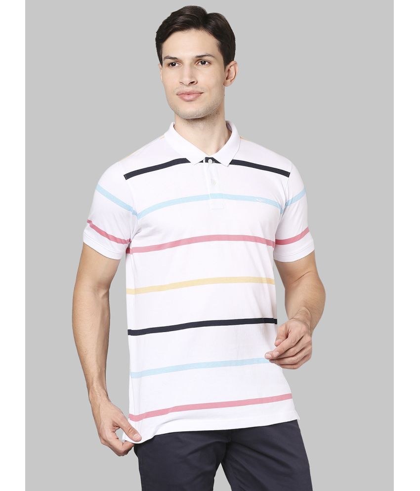     			Park Avenue Cotton Slim Fit Striped Half Sleeves Men's Polo T Shirt - White ( Pack of 1 )