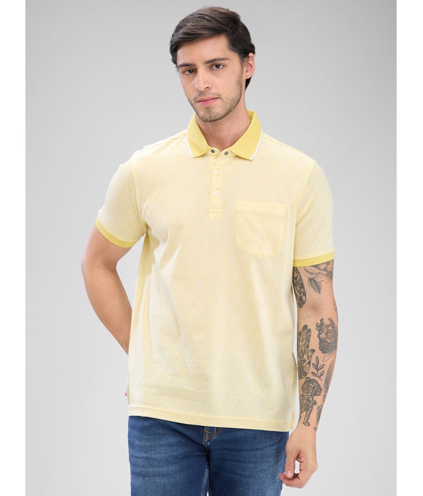    			Park Avenue Cotton Slim Fit Printed Half Sleeves Men's Polo T Shirt - Yellow ( Pack of 1 )