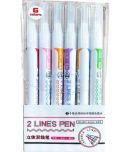 2706 F-FLIPCLIPS 6 PC - 2 Lines Gel Pen Marker Gel Ink Roller Ball Pens - (Set of 6) School Supply/Best Return Gift For Kids