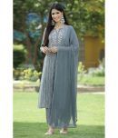 Juniper Cotton Printed Kurti With Pants Women's Stitched Salwar Suit - Grey ( Pack of 1 )