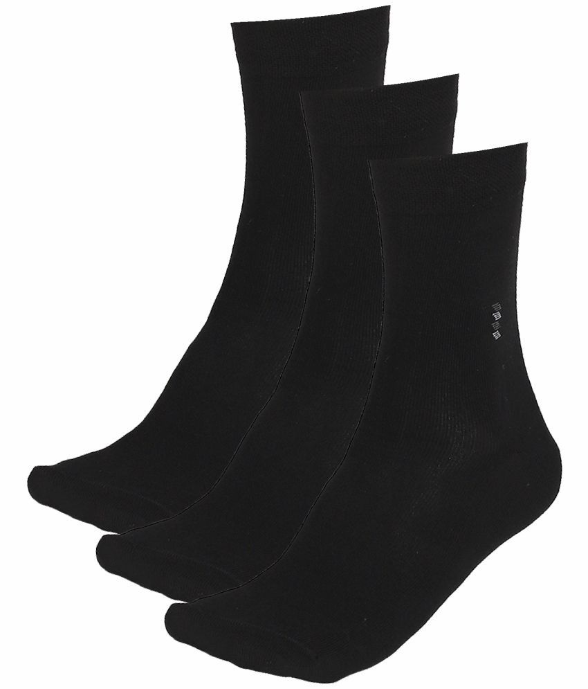     			Bodycare Cotton Blend Men's Solid Black Mid Length Socks ( Pack of 3 )