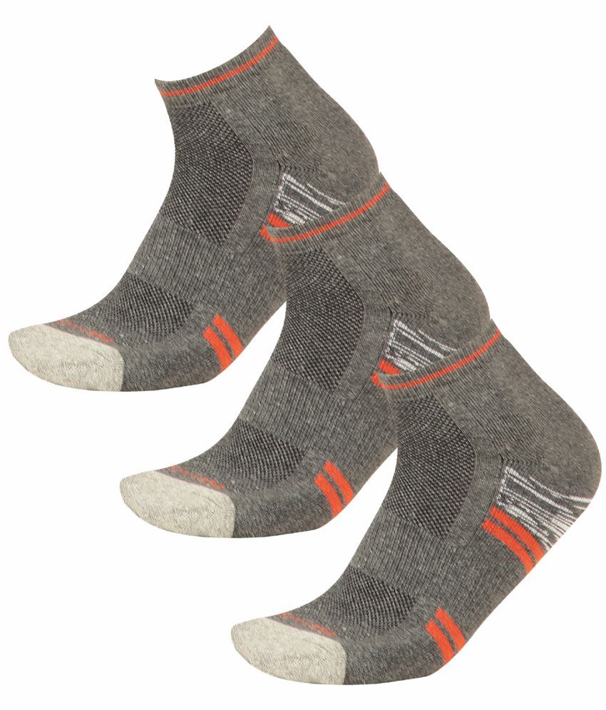     			Bodycare Cotton Blend Men's Striped Grey Melange Ankle Length Socks ( Pack of 3 )