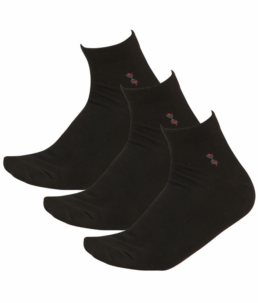     			Bodycare Cotton Blend Men's Solid Black Ankle Length Socks ( Pack of 3 )