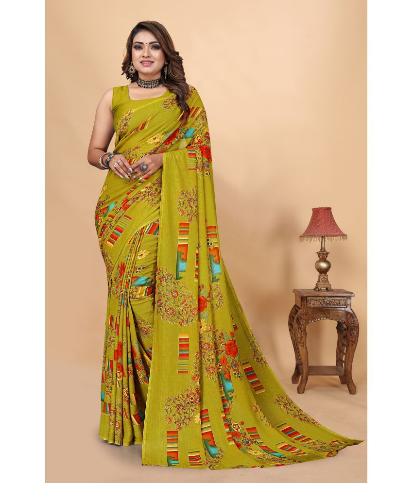     			Chashni Georgette Printed Saree With Blouse Piece - Mint Green ( Pack of 1 )