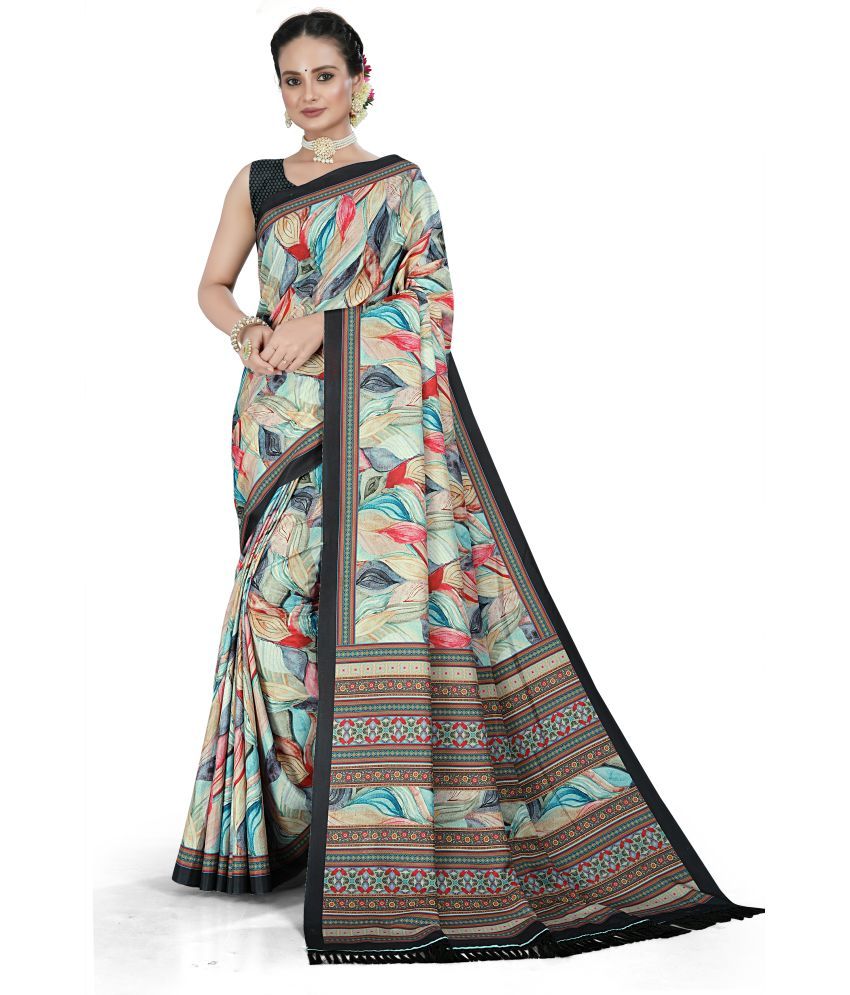     			Chashni Satin Printed Saree With Blouse Piece - Multicolor ( Pack of 1 )