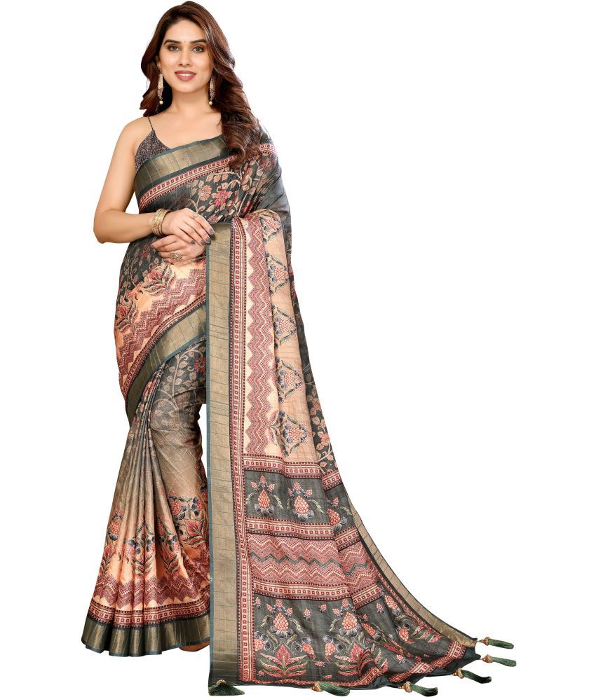     			Chashni Silk Blend Printed Saree With Blouse Piece - Mint Green ( Pack of 1 )