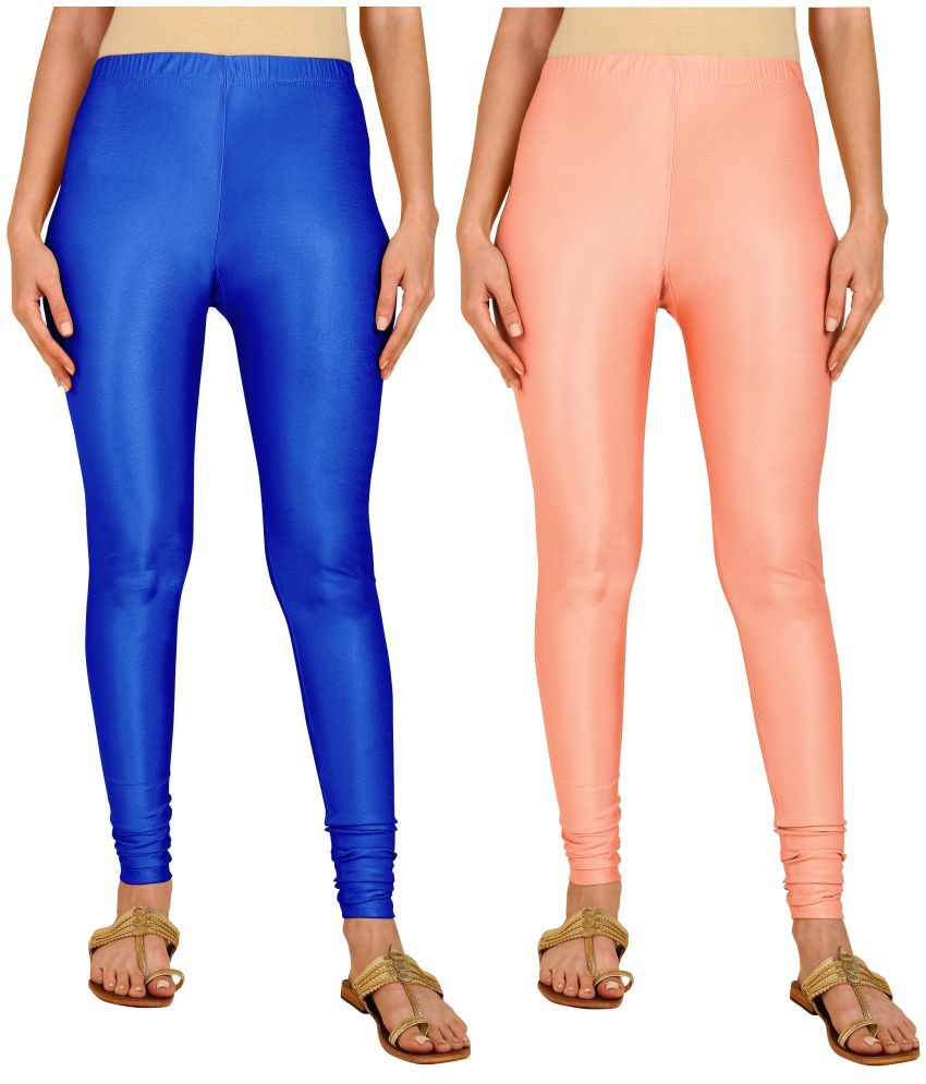     			Colorscube - Peach,Blue Lycra Women's Churidar ( Pack of 2 )