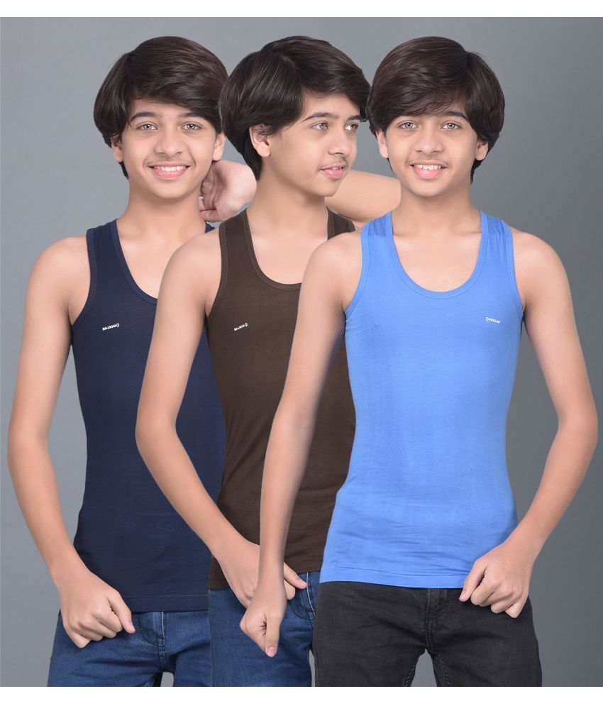     			Pack of 3 Dollar Bigboss Cotton Blend Solid Boys Vest ( Multi Color ) MBKVE-01-FNRN-CLR-PO3-CO3