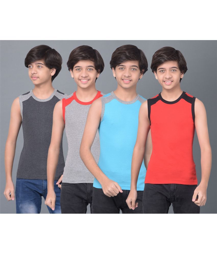     			Pack of 4 Dollar Bigboss Cotton Blend Solid Boys Vest ( Multi Color ) MBKB-04-BB04-PO4-CO3