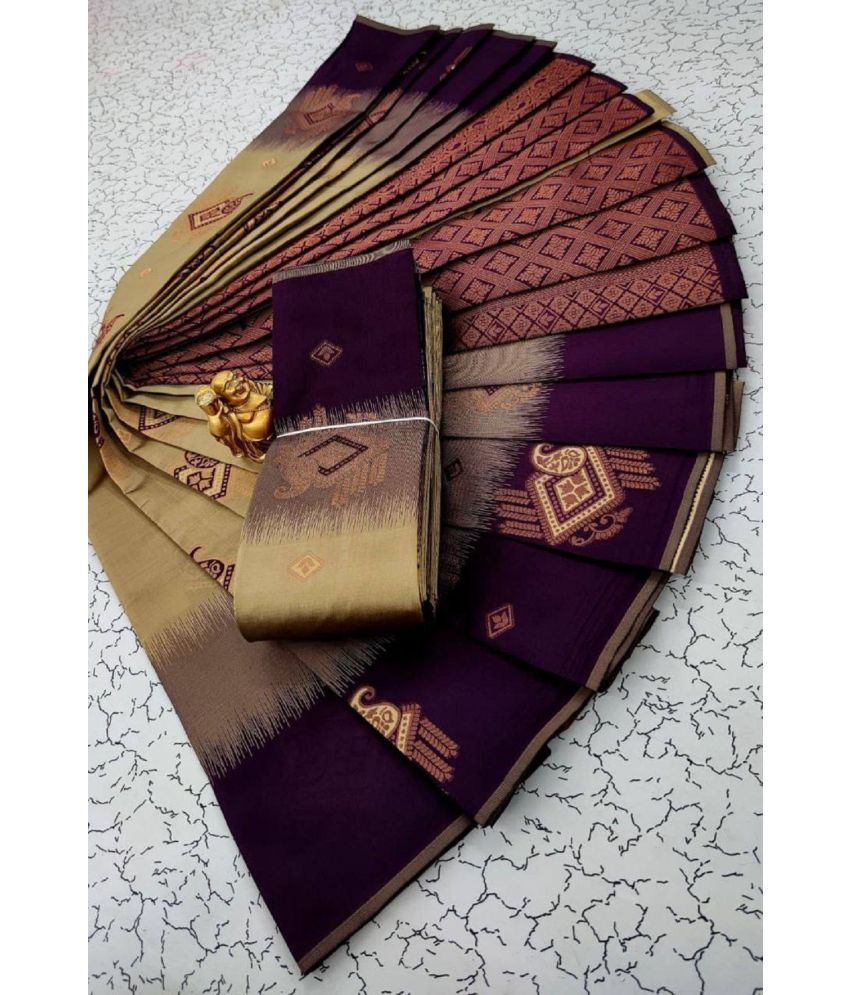     			JULEE Banarasi Silk Solid Saree With Blouse Piece - Beige ( Pack of 1 )