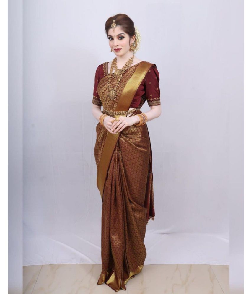     			JULEE Silk Blend Solid Saree With Blouse Piece - Maroon ( Pack of 1 )