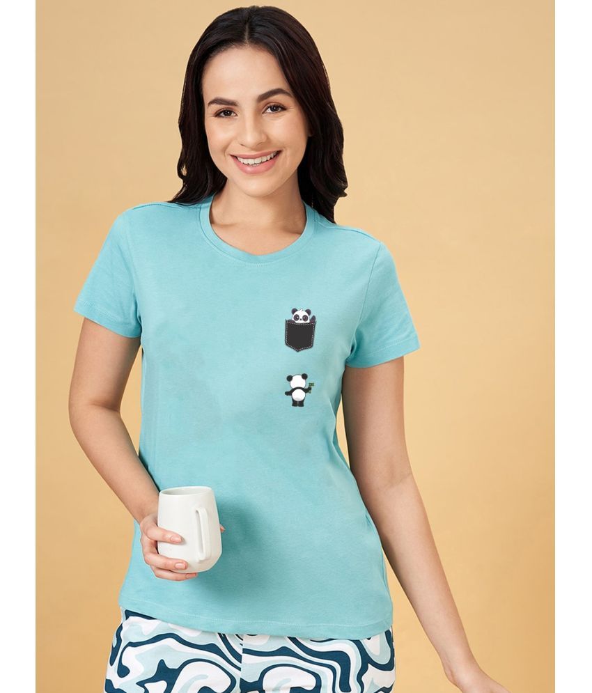     			PP Kurtis Light Blue Cotton Blend Regular Fit Women's T-Shirt ( Pack of 1 )